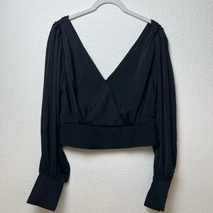 NEW Banana Republic Black Satin Cropped Top Size 8 *No Belt*